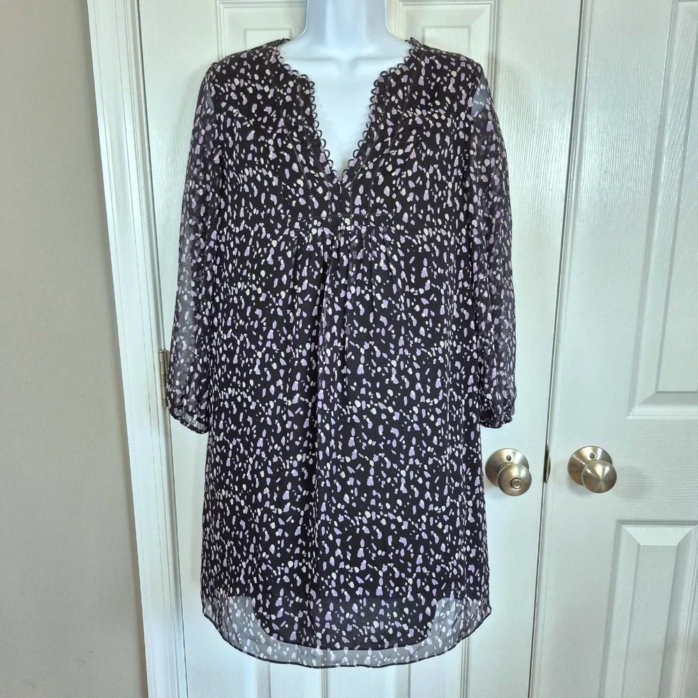 Diane Von‎ Furstenburg black Aria chiffon silk dress women's 0 - Picture 3 of 16